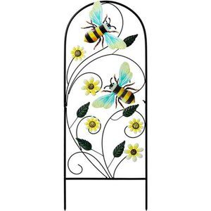 34 Inch Decorative Garden Stakes, Outdoor Garden Decor Metal Flower Bees